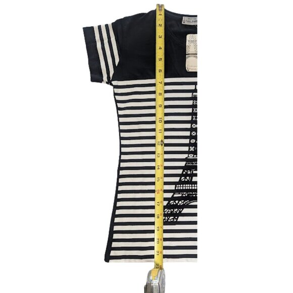 NWT Plaisir De Paris Eiffel Tower Striped Tee Black/White * Size S - Picture 5 of 7